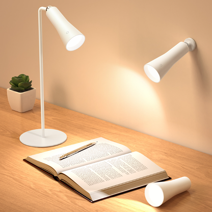 Lámpara de mesa portátil magnética 3 en 1: iluminación totalmente flexible y lámpara LED regulable que cuida la vista. 
