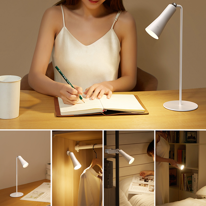 Lámpara de mesa portátil magnética 3 en 1: iluminación totalmente flexible y lámpara LED regulable que cuida la vista. 