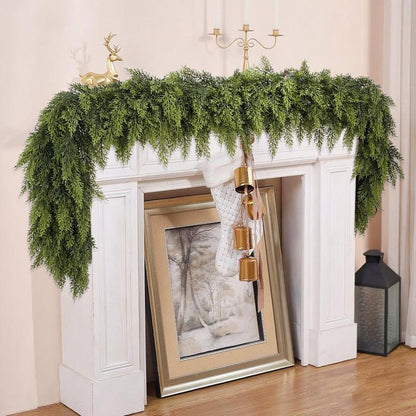Guirnaldas artificiales de cedro de 1,8 m (2 unidades), con tacto real, de invierno, de pino artificial verde para mesa, repisa, pared y decoración navideña para interiores y exteriores (2, 1,8 m)