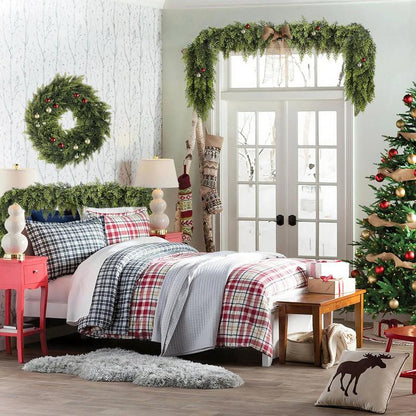Guirnaldas artificiales de cedro de 1,8 m (2 unidades), con tacto real, de invierno, de pino artificial verde para mesa, repisa, pared y decoración navideña para interiores y exteriores (2, 1,8 m)