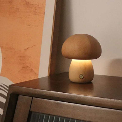 Lámparas de madera con forma de hongo